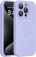 miracase Magnetic for iPhone 15 Pro Max Case, [Soft Anti-Scratch Microfiber Lining], Compatible with MagSafe, Liquid Silicone Case Shockproof Drop Protection Phone Case for 15 ProMax, Light Purple by Miracase