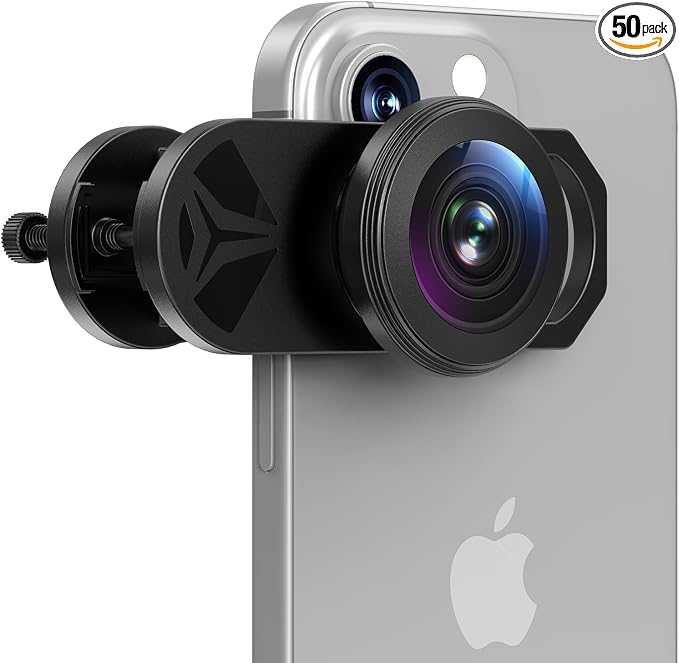 HD 200° Fisheye Lens for iPhone and Samsung Smartphones, Black by BIGBIGRIVER
