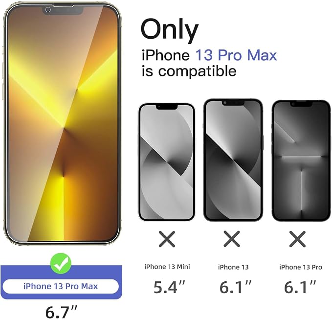 NEW'C 3x Privacy for iPhone 13 Pro Max Screen Protector (6.7 inches)+ 3x Camera Lens Protector, Sensor Protection, Tempered Glass Film +Dust Plug - Enhanced Privacy Angle of 28 Degrees - Image 2