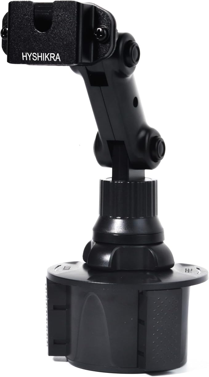 Universal Car Cup Holder Mount for Walkie Talkies & Microphones – Heavy-Duty Hands-Free Holder for Round Knob/Clip-On Radios, Two-Way Radios, and CB Mics by HYSHIKRA