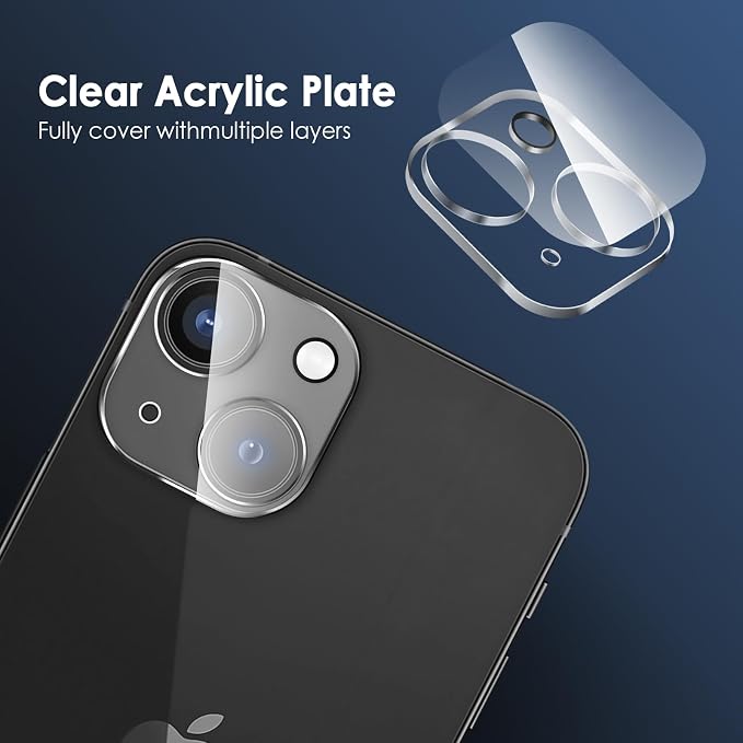FanTEK Camera Lens Protector Compatible with iPhone 15/15 Plus, 9H Tempered Glass Camera Screen Cover, Ultra HD Clear Acrylic Full Coverage Guard, Case Friendly - Image 4