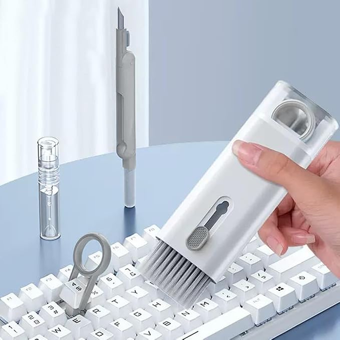 7 in 1 Laptop Cleaning Kit Keyboard Cleaner,Computer Screen Cleaning Brush Tool,Computer Cleaning Tools Kit Corner Gap Duster Keycap Puller(Grey) - Image 8