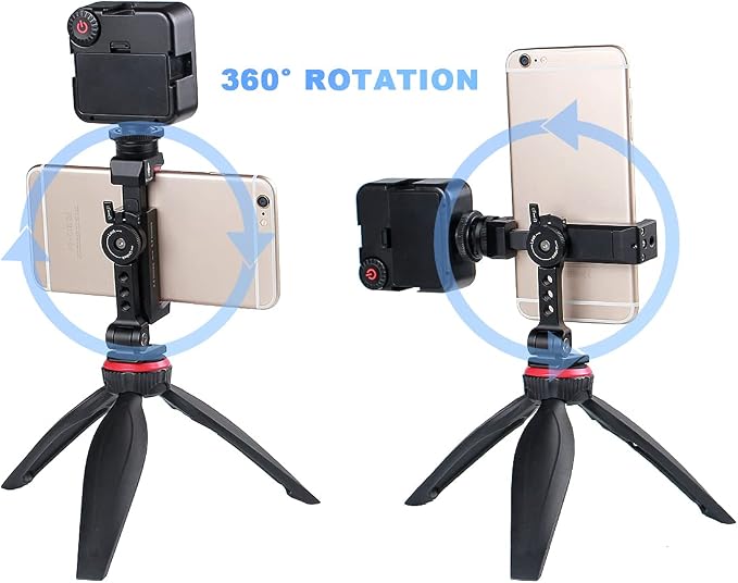 Metal Phone Tripod Mount with Rotatable Cold Shoe for Microphone Mount, Compatible with iPhone & Android, Universal Tripod Adapter for Vlogging, Cell Phone Holder, Youtube, Video Creators Rig - Image 8