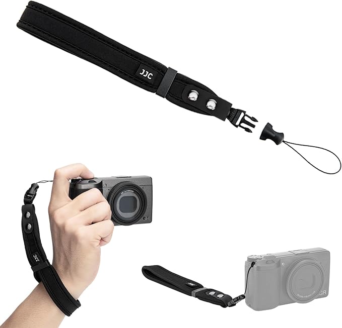 JJC Soft Neoprene Camera Wrist Strap for Compact Cameras with Quick Release | for Ricoh GR IV GR IIIx GR III HDF Monochrome Canon G7X Mark III II G9X Mark II Fujifilm X100VI Sony ZV-1 ZV-1F RX100 VI V IV by JJC