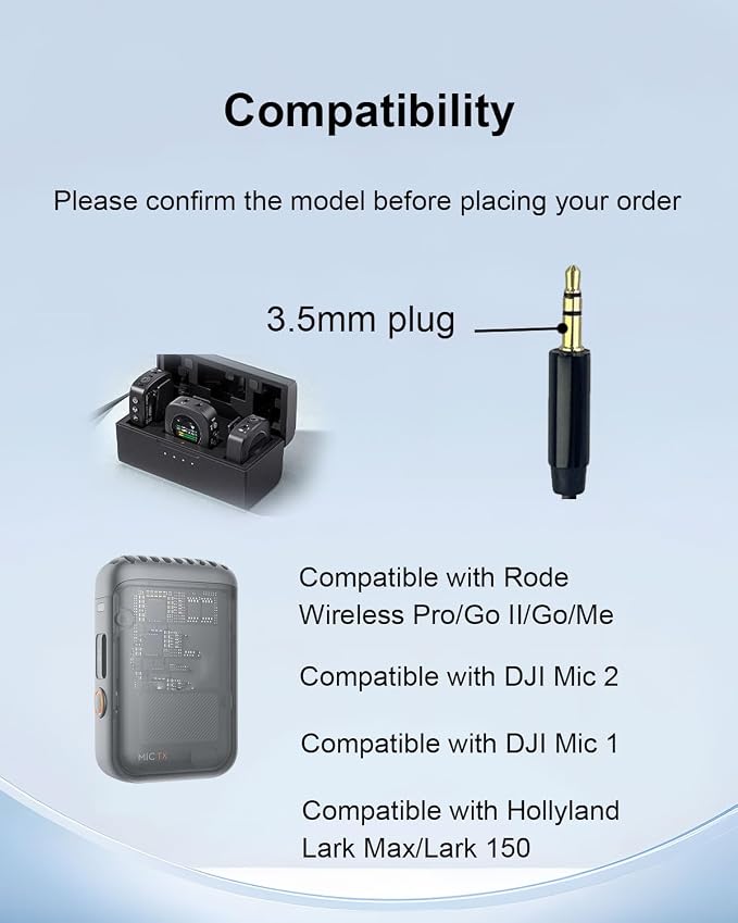 2-Pack Lavalier Microphone for DJI MIC 1/2 & Rode Wireless GO II | 3.5mm TRS Omnidirectional Lapel Mics with 1.5m Cable, Clear Sound Pickup, Ideal for Vlogging, Live Streaming, Interviews - Image 2