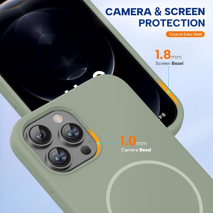 Miracase Silicone & Magnetic for iPhone 12 Pro Max Case, Patina Green | Compatible with MagSafe, Soft Microfiber Lining, Premium Silicone Case Shockproof Drop Protection Phone Case for 12 Pro Max - Image 5