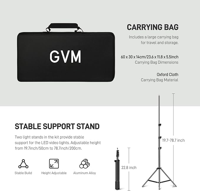 GVM RGB LED Video Light Kit, 800D 6X Upgraded Studio Lights with Optical Lens, Photography Lighting with 20 Scene Modes, Panel Lights with 19500 Lux/0.5m, Filming, Content, Portable, 2 Packs - Image 4