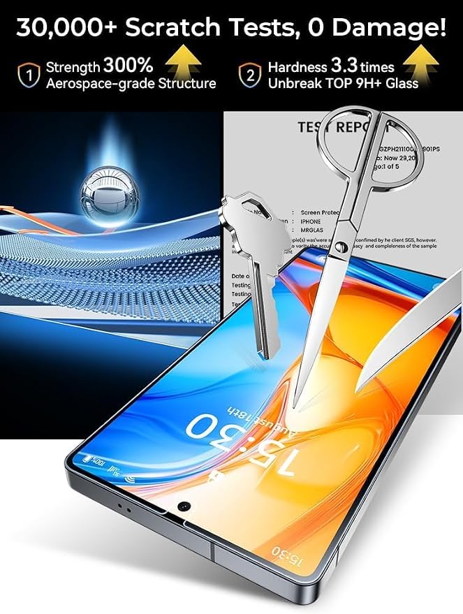 MRGLAS 2 Packs for Samsung Galaxy S25 Edge Screen Protector 6.7'' | With 2 Packs Camera Lens Protector [Auto-Dust Removal] [100% Fingerprint Unlock] HD 9H Tempered Glass 10X Military Protection - Image 4