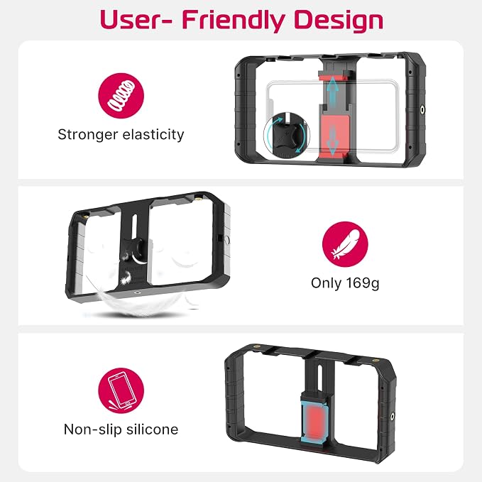 ULANZI U Rig Pro Smartphone Video Rig, Filmmaking Vlogging Case Phone Video | Stabilizer Grip Tripod Mount for Videomaker Film-Maker Video-grapher with Cold Shoe Mount for iPhone Samsung and More - Image 6