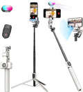 AOCHUAN M2PRO White Smartphone Gimbal Stabilizer, 4-in-1 Phone Stabilizer | No App Required Face Tracking, 108cm Extension Rod with RGB Fill Light, for iPhone & Android, Selfie, Travel, Daily Recording by AOCHUAN