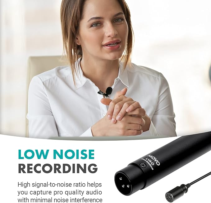 Movo LV4-O2 XLR Phantom Power Omnidirectional Lavalier Microphone Set, with Lapel Mic Clips and Windscreens - Perfect Lapel Microphone for Video Recording, Podcast, Interview, YouTube Production - Image 6