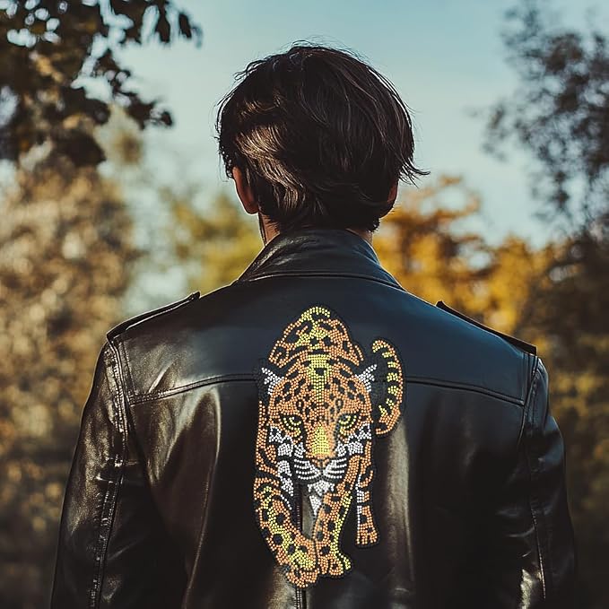 1 Pc Leopard Pattern Rhinestone Iron on Hotfix Transfer Decal, Bling DIY Patch Clothing Repair Applique T-Shirt Vest Shoes Hat Jacket Decor Clothing DIY Accessories - Image 6