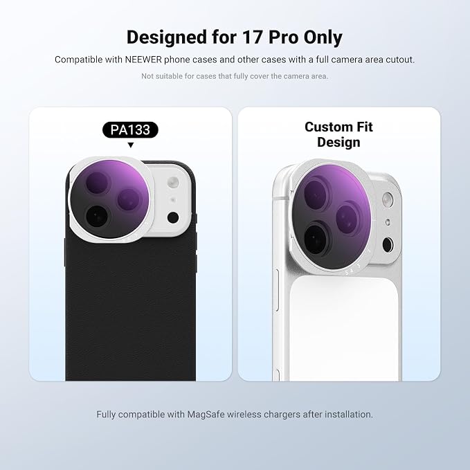 NEEWER CPL + Variable ND Filter Compatible with iPhone 17 Pro Only, Magnetic Adjustable Circular Polarizer Neutral Density (ND2-32) Photography Accessories with Adhesive Backplate, Silver, FH-15 - Image 2
