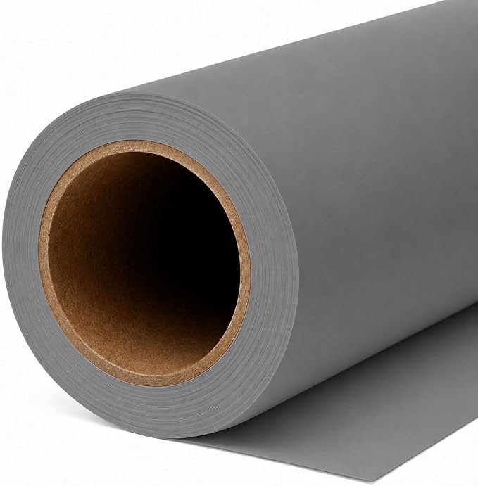 Yizhily Neutral Grey Seamless Paper Backdrop, 53 in x 16.4 ft | Headshots; portrait photography; tabletop products; product shoots; small studio photoshoots by YizhilySeamlessBackgroundPaper
