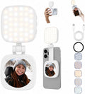 Magnetic Selfie Light, Compatible with MagSafe iPhone, CRI 95, 5 Color Modes, Rechargeable LED Phone Light with Mirror, Portable Ring Light for Vlog Makeup Photography Video Recording, White by Pvowekia