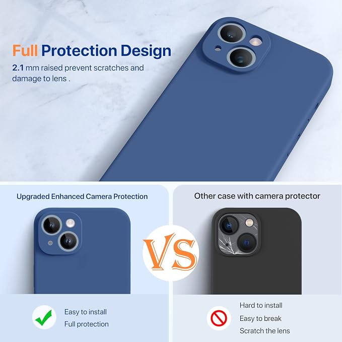 Miracase Silicone for iPhone 14 Case, Glass Blue | Soft Anti-Scratch Microfiber Lining, Premium Silicone Cover Shockproof Drop Protection Phone Case for 14 - Image 7