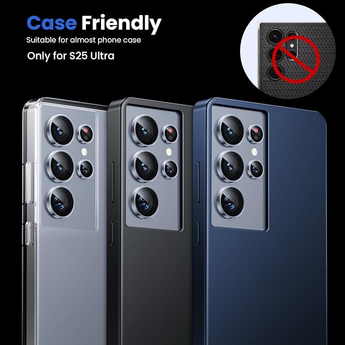 WSKEN for Samsung Galaxy S25 Ultra Camera Lens Protector - Ultra Thin | Case Friendly, 9H Shatterproof Tempered Glass, Anti Scratch Metal Circle, Camera Screen Protector Cover Accessories, Blue - Image 5