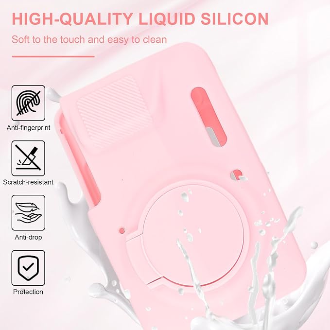 Camera Case for Kodak PIXPRO FZ55 with 2-Pack Screen Protector | Cute Charm Wrist Strap, Soft Silicone Protective Case with Removable Lens Cap for Kodak FZ55 Accessories - Two-Tone Pink - Image 3