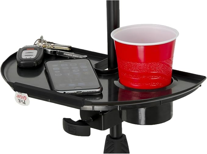 Gator Frameworks Microphone Stand Accessory Tray with Drink Holder and Guitar Pick Tab, 12" x 7" (GFW-MIC-ACCTRAY) - Image 8