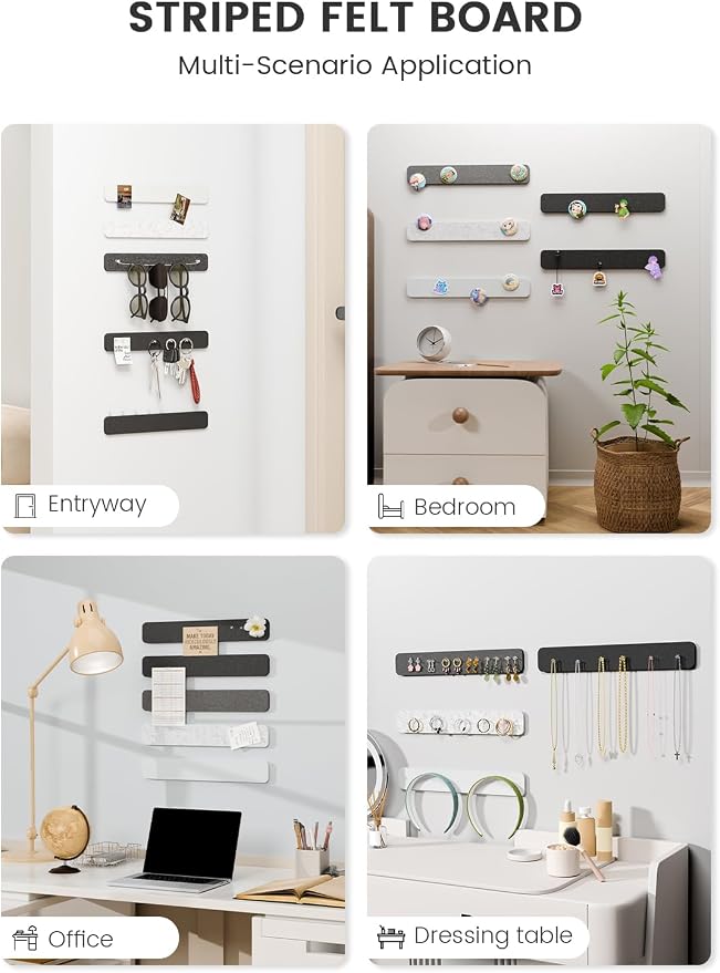 Fluxynara 13" x 2" Felt Wall Panels, Concrete Echo | 5-Pack Includes 35 Push Pins and Adhesive Tabs for Photos, Notes and Decor in Bedroom Doors, Home Office or Studios - Image 6