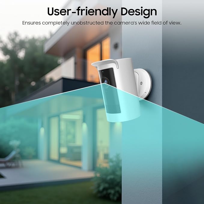 Fintie Silicone Weatherproof Case for Ring Outdoor Cam Plus 2025, White | Weather Resistant Soft Protective Cover, Dustproof Camera Skin, Hat Brim Design, Easy Slip-On Installation - Image 6