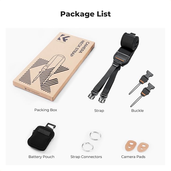K&F CONCEPT Camera Neck Strap | Soft Neoprene, Adjustable Shoulder Belt, Zipped Pocket, Compatible with Sony/Canon/Nikon/Fuji DSLR SLR Mirrorless - Image 10