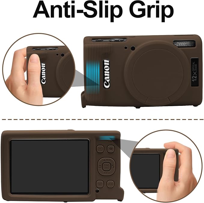 Easy Hood Camera Case for Canon ELPH 360/IXUS 285 HS/IXY 650 Camera,Brown | With Removable Lens Cover,Soft Silicone Protective Case,Anti-Scratch,Dustproof,Shockproof,Enhanced Grip,Camera Accessories - Image 4