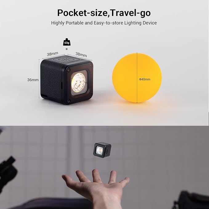 SmallRig RM01 Mini LED Video Lighting Kit, Lume Cube Portable Camera Light | Dimmable 5600K CRI95, Waterproof, with 8 Color Filters, Barndoor, Diffuser, for Action Cam, Macro Photography, Stop Motion - Image 8