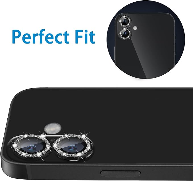 Designed for iPhone 16 and 16 Plus Camera Lens Protector, Bling Glitter Diamond Lens Cover 9H Tempered Glass Camera Cover Anti Scratch Shockproof Screen Protector - Image 6