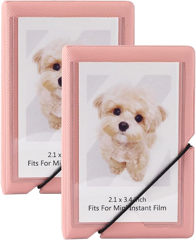 2x3 Instax Mini Photo Album, 28 Pockets. Peach Pink, 2PK | Portable Wallet Size Album Stores 2x3 inch Instant Photos. Fits Polaroid, Instax Mini, Kodak Mini Prints and Zink. by GoldbarleyDesign