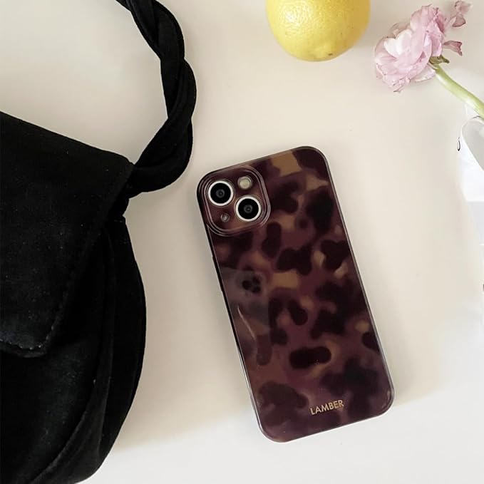Cute Phone Case for iPhone 14 Case Tortoiseshell Leopard Print | Aesthetic Amber Cheetah Print,Full Camera Protective,Glossy Shockproof TPU,Retro Classic Trendy Fashion for Women Men-Brown - Image 3