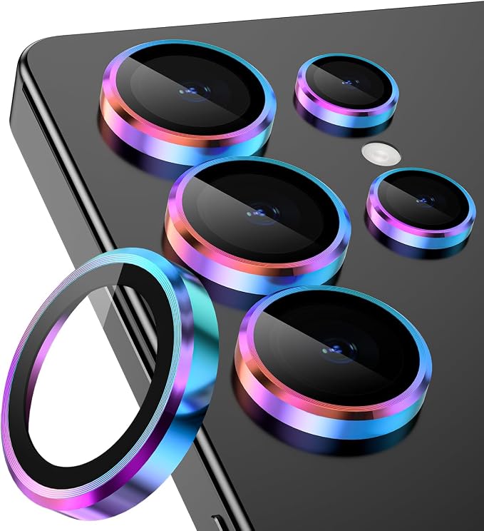 CloudValley for Samsung Galaxy S25 Ultra Camera Lens Protector | 9H Tempered Glass + Aluminum Alloy Individual Lens Protective, [1 Second Installaion] Ultra-HD Glass Cover,Titanium Colorful by CloudValley