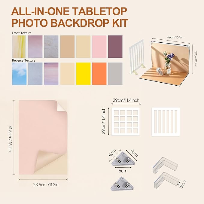 Photo Backdrop Board Kit, 16x11.5in Background Board with Paper for Food Jewelry - Image 3