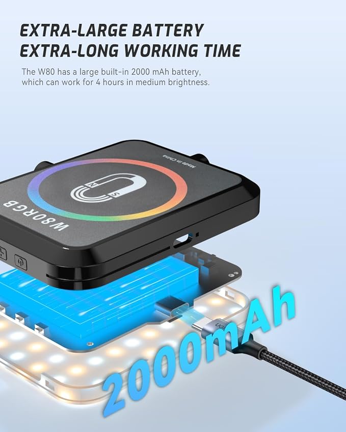 Portable Selfie Light for iPhone: Rechargeable Phone Fill Lights, Ring Light for Camera Picture, Makeup Photo, Video Conferences, Laptop Use, Zoom Meetings, TikTok, Vlog Photography Magnetic RGB - Image 5