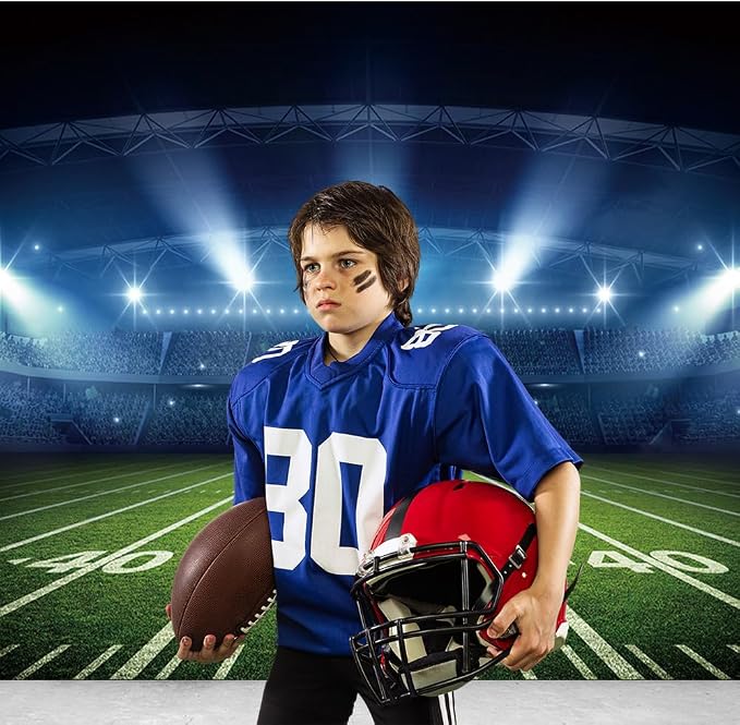 7x5ft Football Stadium Photography Backdrop with Bowl Night Spotlight for Party Decoration Football Field Backdrop Photo Booth Props - Image 4