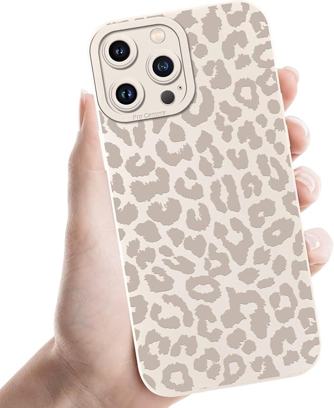 Cute Cheetah Print Phone Case for iPhone 14 Pro Max White Luxury Leopard Case 6.7", Aesthetic Pattern Design Cover Full Camera Lens Protective Shockproof Soft Slim TPU Funda for Women Girls by Unknown