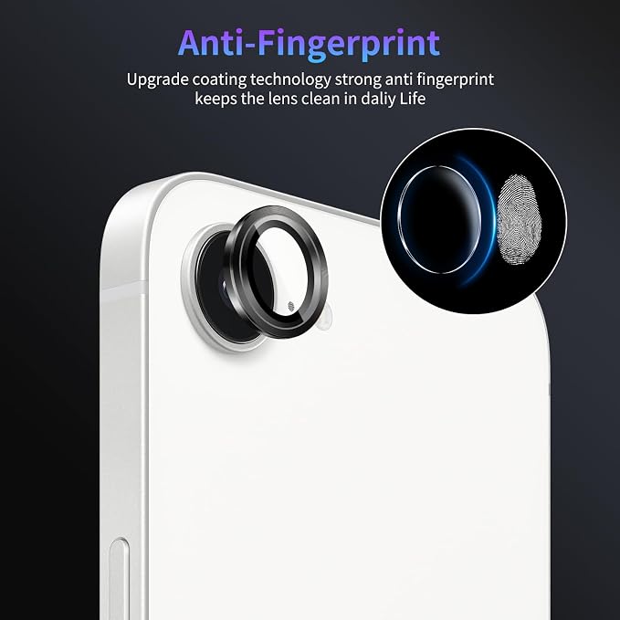Camera Lens Protector for iPhone 16e / iPhone 17e,1 Pack | Tempered Metal Glass Camera Cover Film,HD Clear,Anti-Scratch Lens Screen Protector Film,Case Friendly,Black Titanium - Image 6