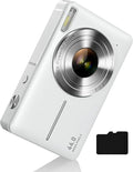 Digital Camera 1080P with 32G Card 16X Zoom & Flash Compact for Kid, White | Small camera with anti-shake, Includes 2 batteries & charger. Perfect for parties, trips, birthdays gift from parents by CAMKORY