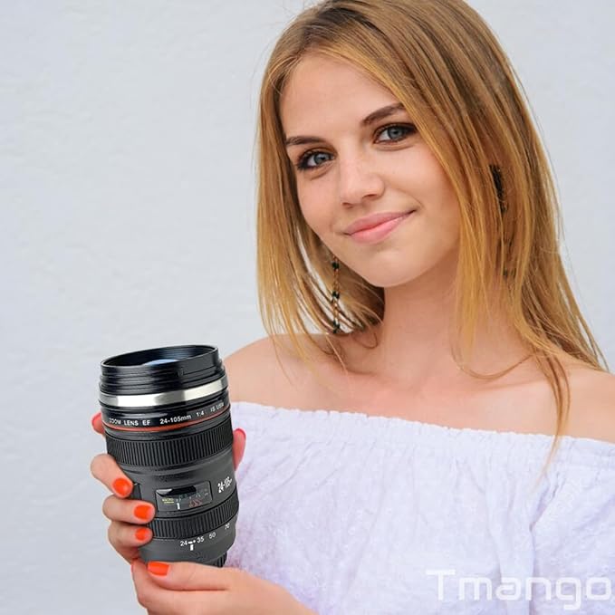 Camera Lens Coffee Mug with Clear Lid and Spoon – Lightweight Lens Cup Replica, Gift for Photographers - Image 5