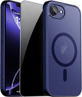 Magnetic for iPhone 17e Case & iPhone 16e Case, Blue | Full Camera Protection, Privacy Screen Protector, Compatible with MagSafe, Translucent Matte Shockproof Cover for 17 e 16 e by ZOZDOKG