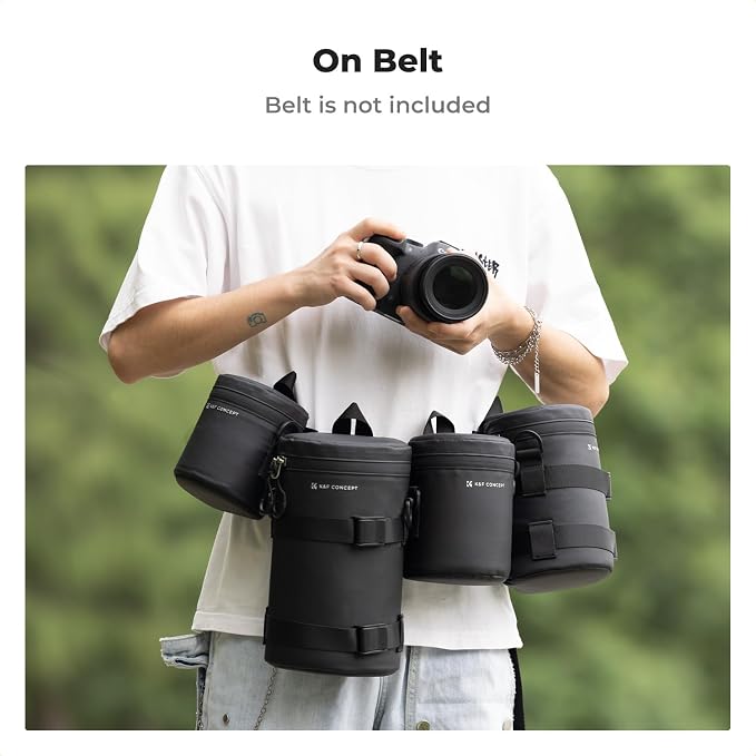 K&F CONCEPT Camera Lens Case, Protective Pouch for Lens with Air Blower | For Lens Below 3.7" x 7" (D x H), 3 Carry Ways, Waterproof Zipper, Shockproof, 10mm Padding, for Canon, Nikon Sony Olympus - Image 7