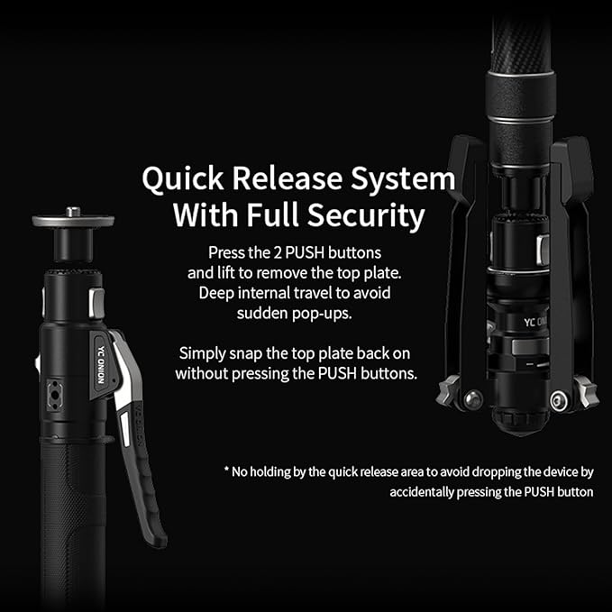 YC Onion Pineta Pro Carbon Fiber Monopod with Pedal Base, Light Stand Lightweight Travel Monopod with Quick Release Plate for Sony Canon Nikon DSLR Cameras, Gimbal and etc Max Load 11lb/5Kg - Image 5