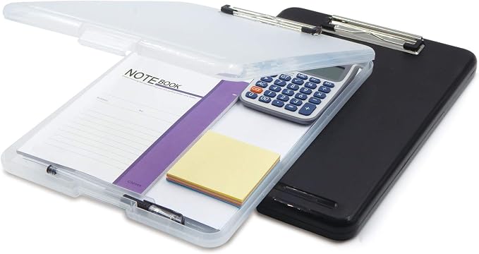 OFFIDIX Clipboard Storage Box,Plastic Paper Holder Storage Clip Board Ideal for School,Letter Size Slim-Case Home and Office Use Memo Clipboard,Black - Image 3