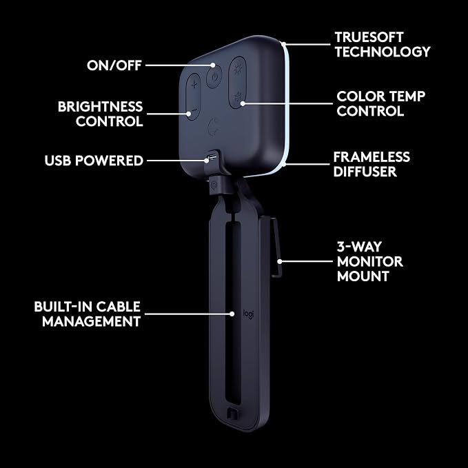 Logitech for Creators Litra Glow Premium LED Streaming Light - Graphite | Computer lighting for video conferencing, Zoom meetings, adjustable mount, desktop app control for PC/Mac - Image 6