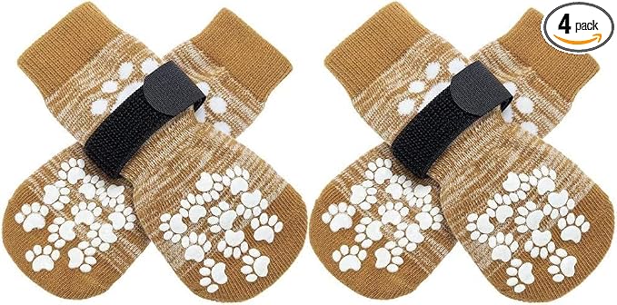 EXPAWLORER Anti Slip Dog Socks to Prevent Licking Paws, Dog Shoes for Hot Pavement, Dog Booties for Small Medium Large Senior Dogs, Traction Control Boots & Paw Protectors for Hardwood Floors by EXPAWLORER