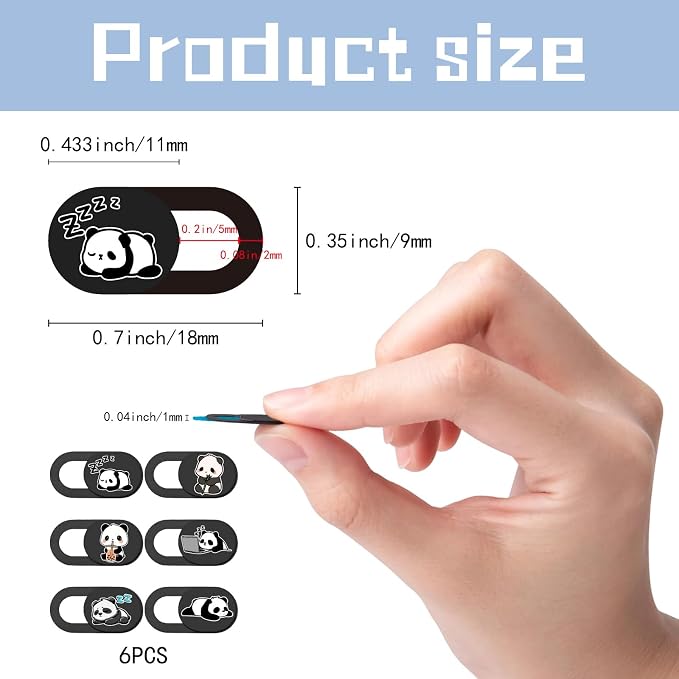 6Pcs Laptop Camera Covers Webcam Camera Cover Panda Pattern Privacy Security Guard Slide Phone Webcam Protector for Laptops Desktops Computers Smartphones Tablets Notebooks Mini PC Devices - Image 2