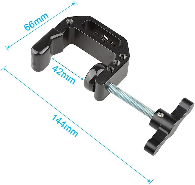 CAMVATE C Clamp with 1/4 and 3/8 Thread Hole for Camera Monitor | Black T-handle - Image 3