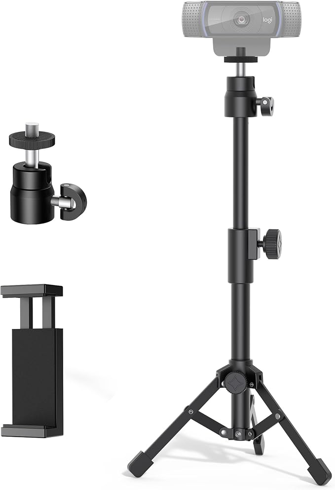 InnoGear Webcam Tripod, Extendable Webcam Stand for Desk with Phone Holder | for Logitech C922 C930e C920S C920 C615 C960 C920x BRIO 4K NexiGo N60, Crisy, Jitter-Free Video, Adjustable Height and Angle by InnoGear