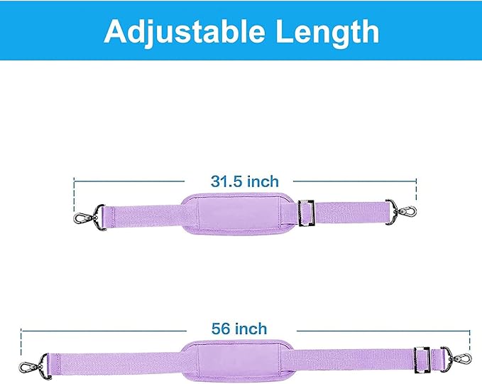 MOSISO 56 inch Shoulder Strap, Adjustable Soft Universal Non-Slip Strap | Thick Replacement Strap, Fit Padded with Metal Swivel Hooks for Laptop Shoulder Bag/Laptop Messenger Bag, Purple - Image 4