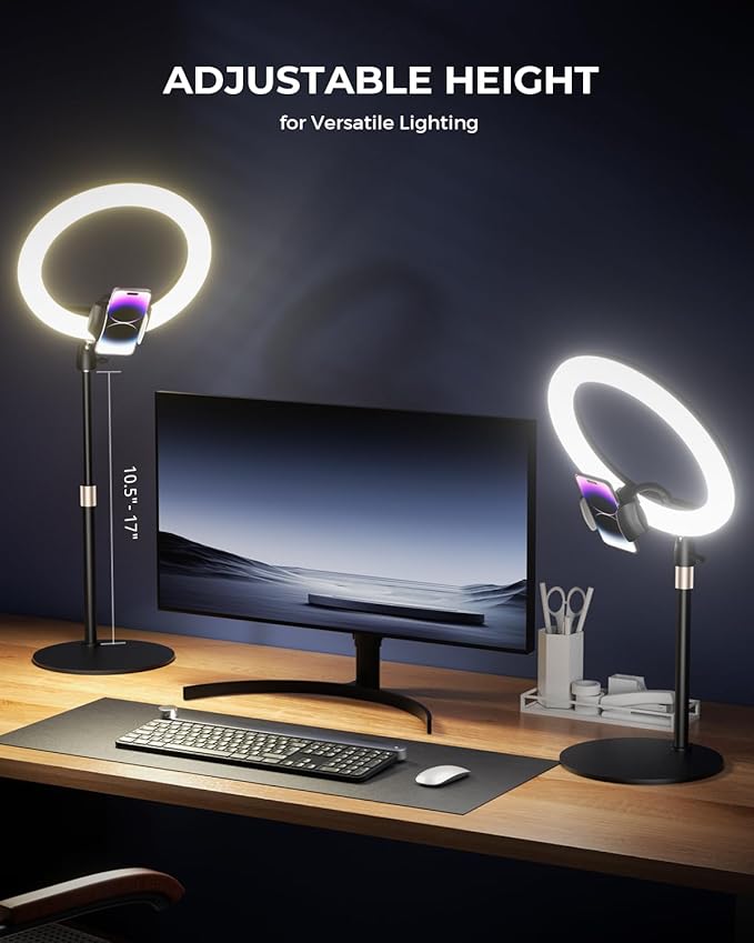 UBeesize 12" Desk Ring Light with Stand & Phone Holder - Adjustable Studio Light for Photography，Zoom Meetings, YouTube, TikTok, Live Streaming - Image 3